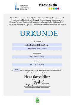 Massivhaus_klimaaktiv_Urkunde_Köll_Grasberger